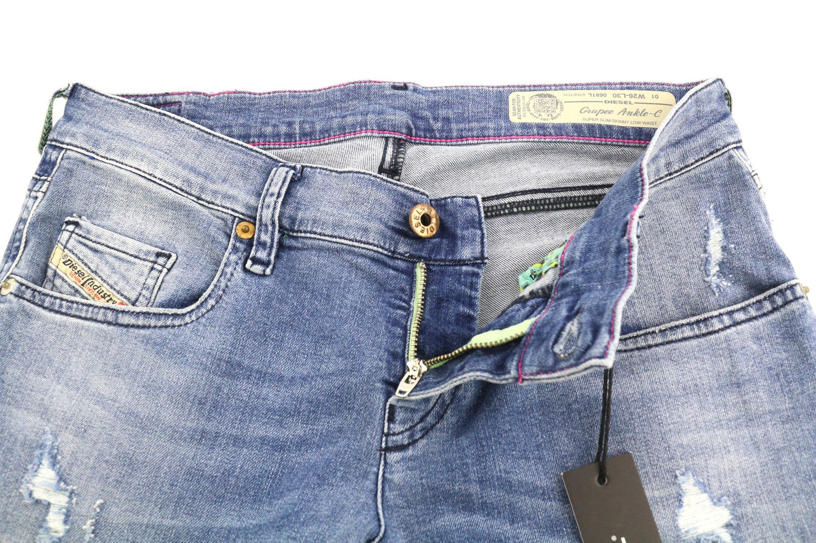 DIESEL Grupee Ankle-C 0681L Women's Jeans W26/L30 Slim Skinny Low Waist Ankle