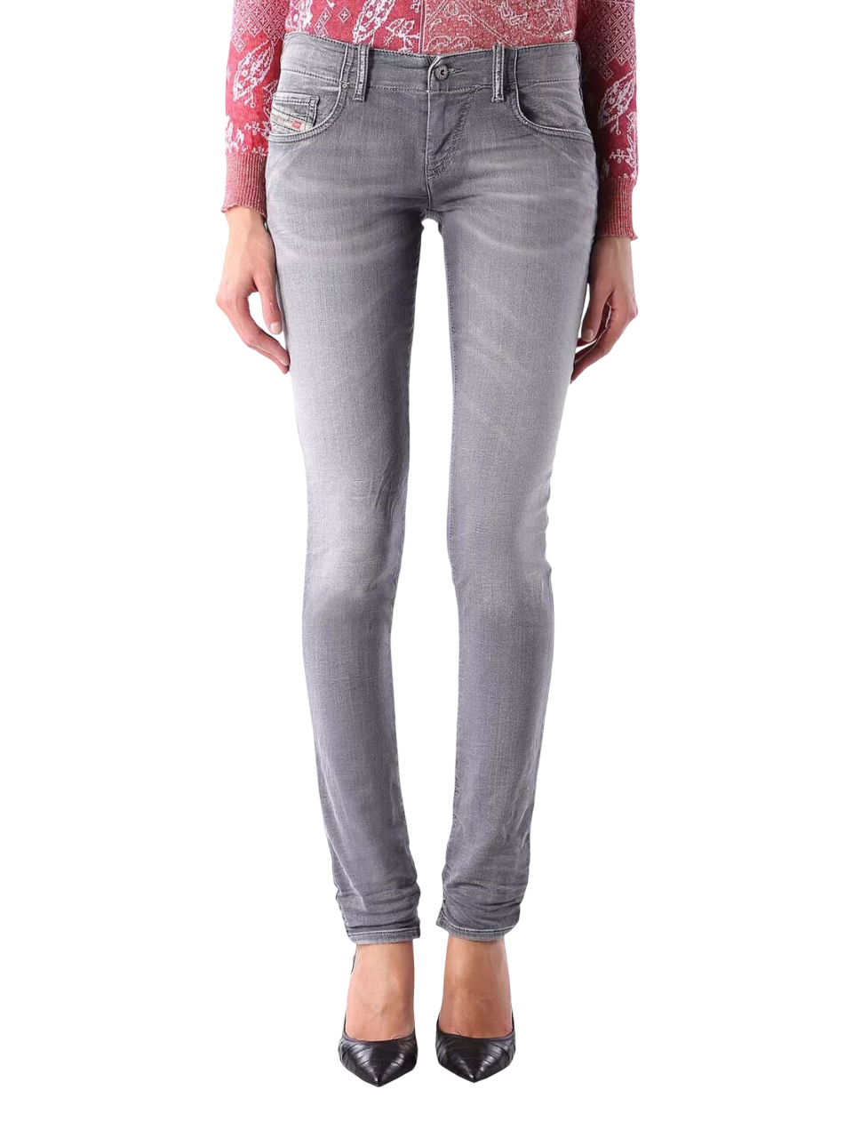 DIESEL Grupee-Ne 0830Q Women's Jeans W23 Jogg Sweat Skinny Washed Grey Fit