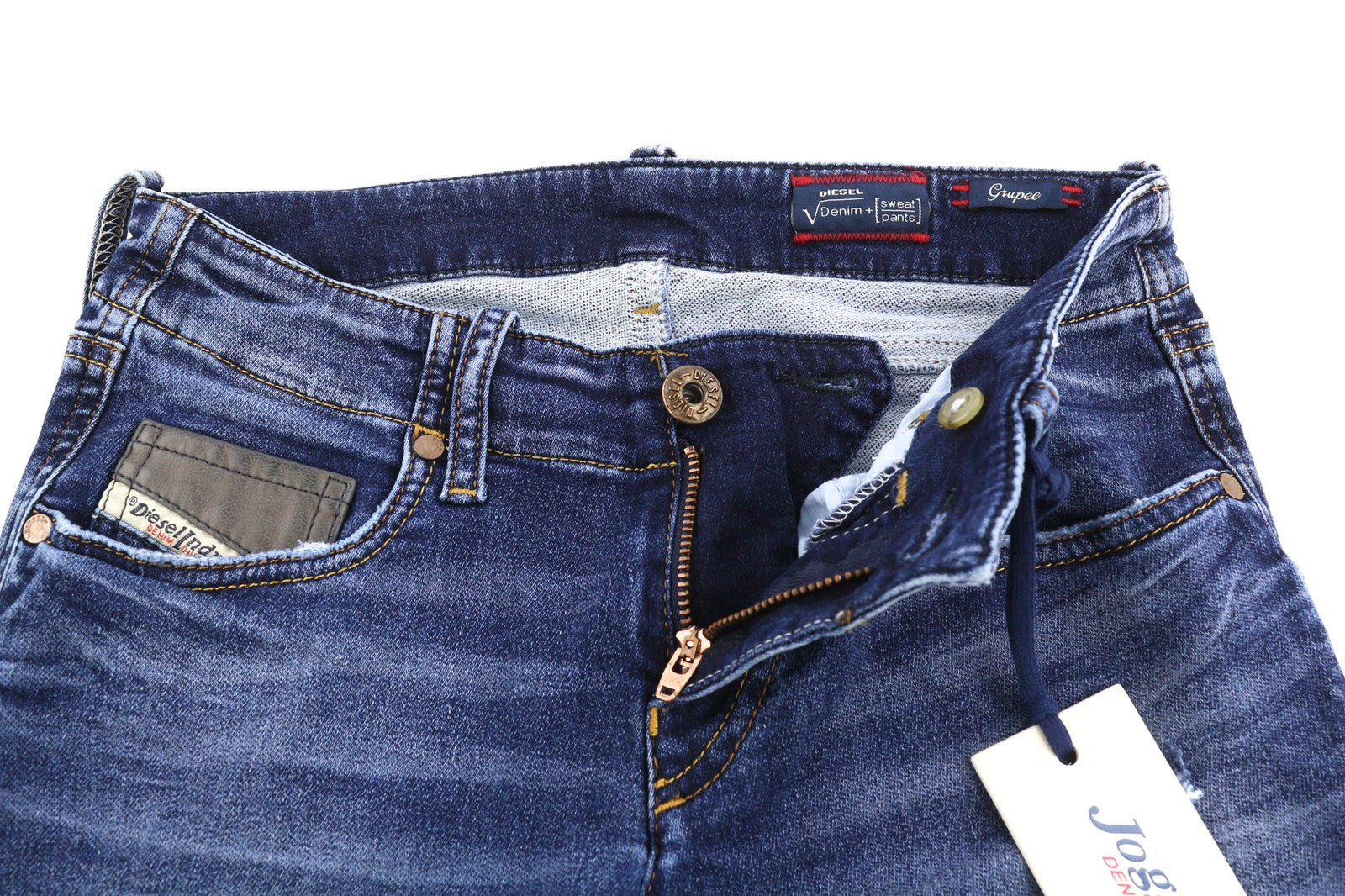 DIESEL Grupee-Ne 0604Z Women's Jeans W23 Jogg Sweat Skinny Washed Logo RRP250