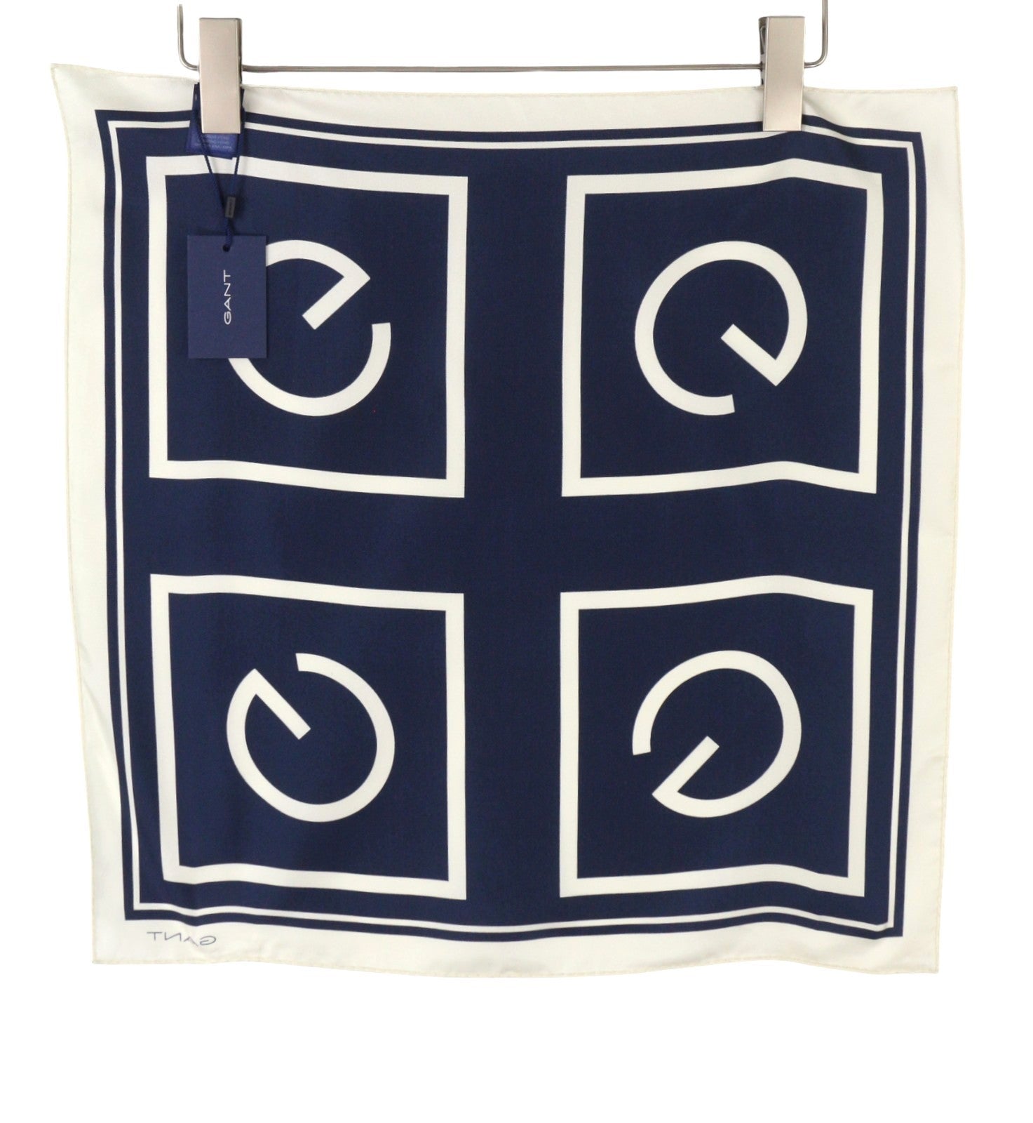 GANT Silk Women Scarf OS Marine White Elegant Print Logo Lightweight