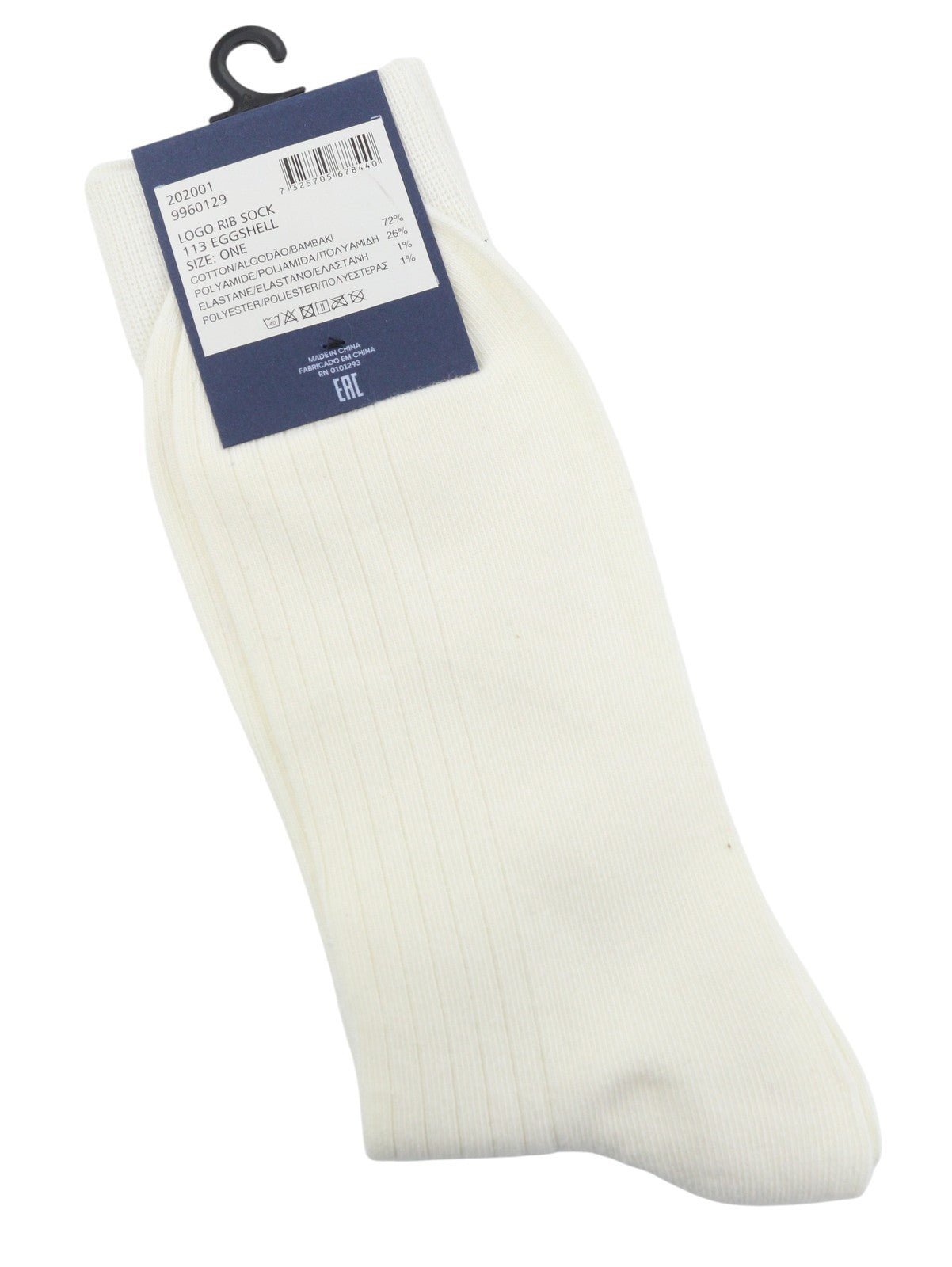 GANT Logo Rib Men Socks OS Eggshell White Tight-Knit Stretch Logo Unisex