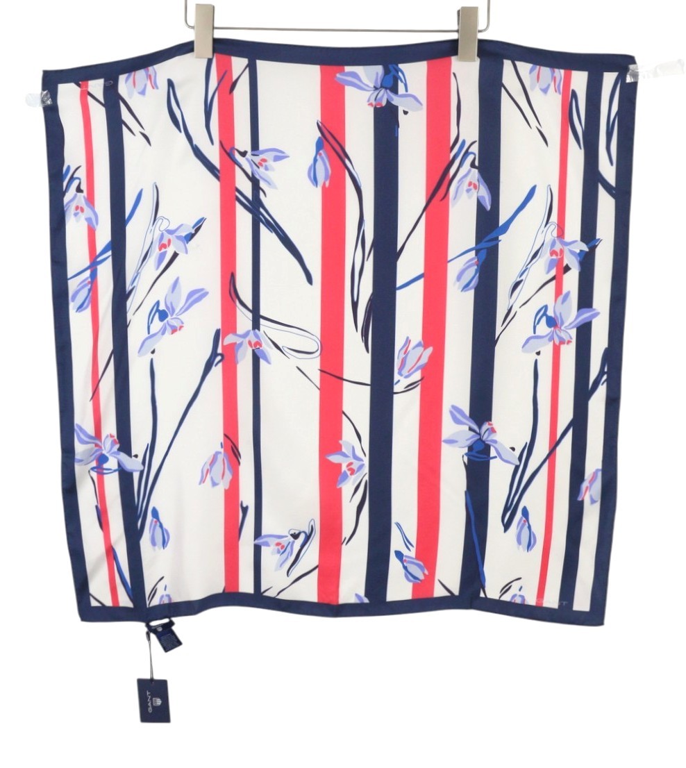 GANT Striped Snowdrop Silk Women Scarf OS Persian Blue Patterned Lightweight