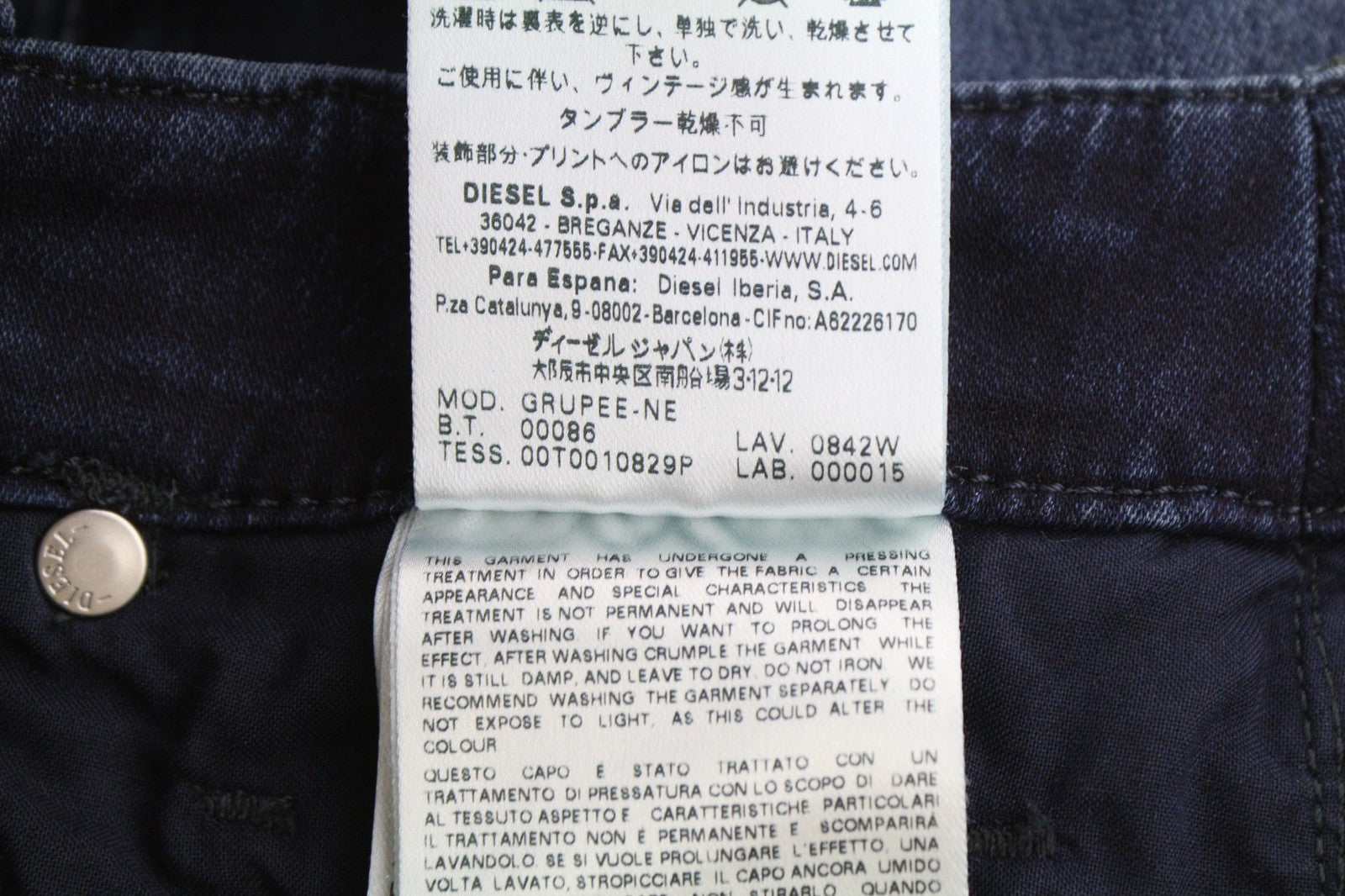 DIESEL Grupee-Ne 0842W Women's Jeans W25 Jogg Sweat Skinny Washed Blue Stretch