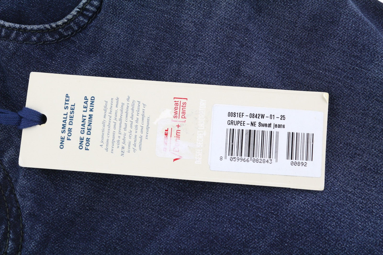 DIESEL Grupee-Ne 0842W Women's Jeans W25 Jogg Sweat Skinny Washed Blue Stretch