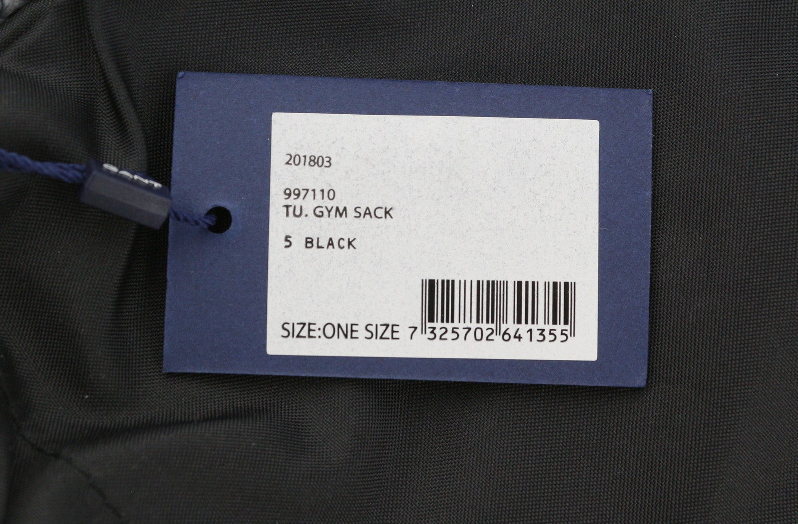 GANT Gym Sack Men Bag OS Black Front Logo Lightweight Sports Backpack