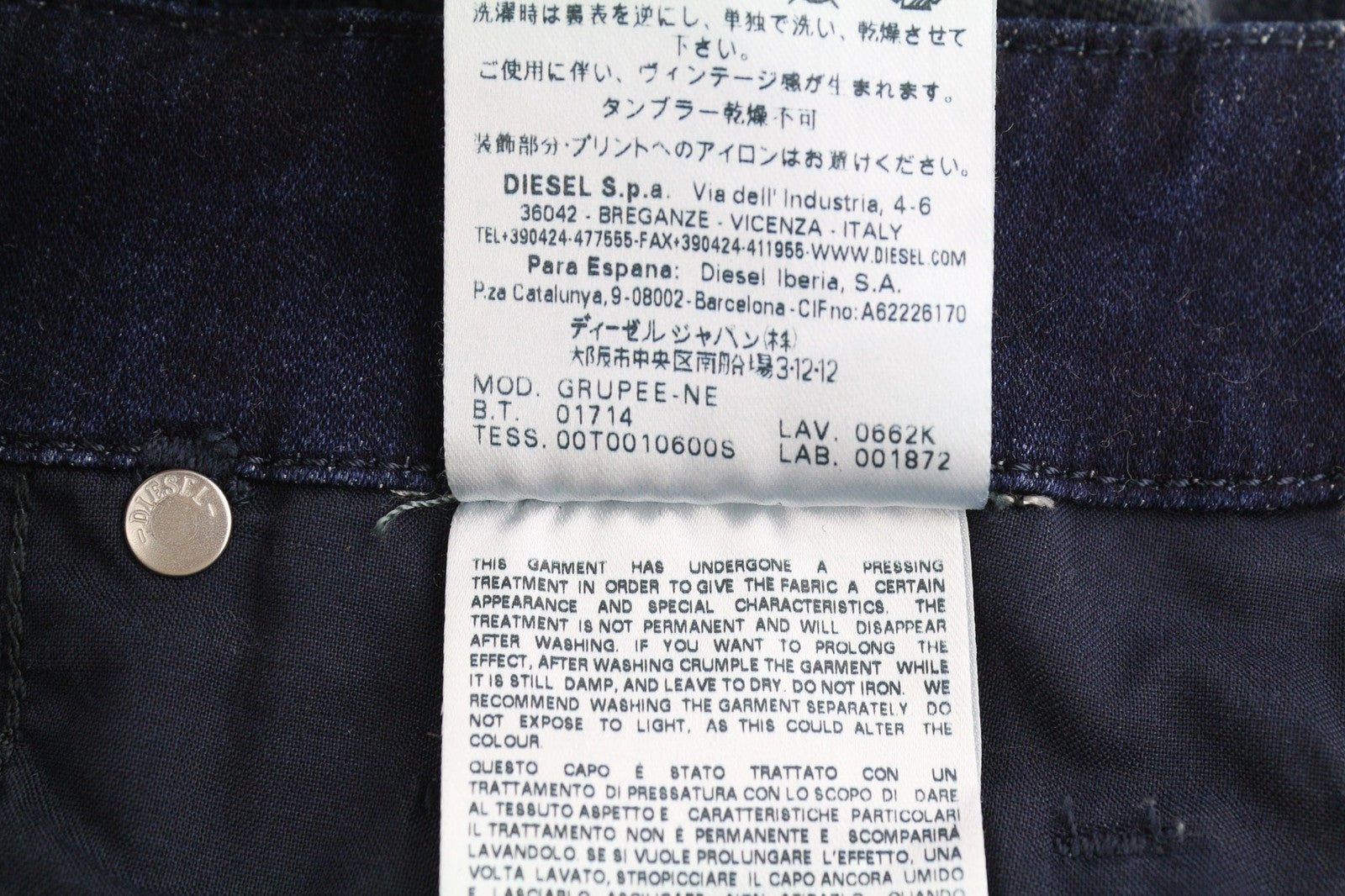 DIESEL Grupee-Ne 0662K Women's Jeans W23 Jogg Sweat Skinny Washed RRP250