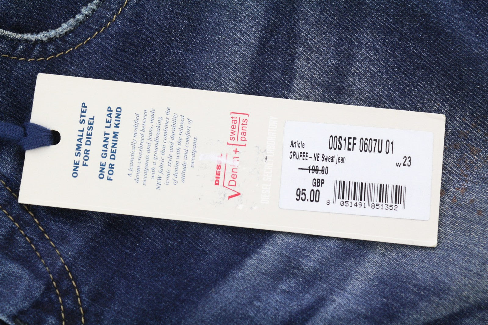 DIESEL Grupee-Ne 0607U Women's Jeans W23 Jogg Sweat Skinny Blue Stretch RRP250