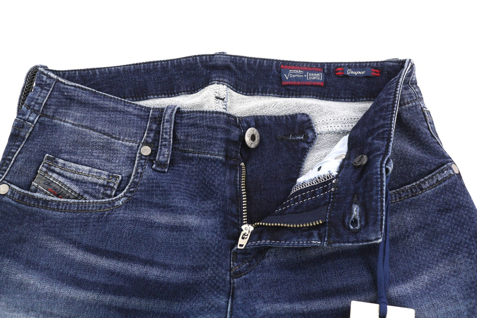 DIESEL Grupee-Ne 0666W Women's Jeans W25 Jogg Sweat Skinny Washed Blue Look