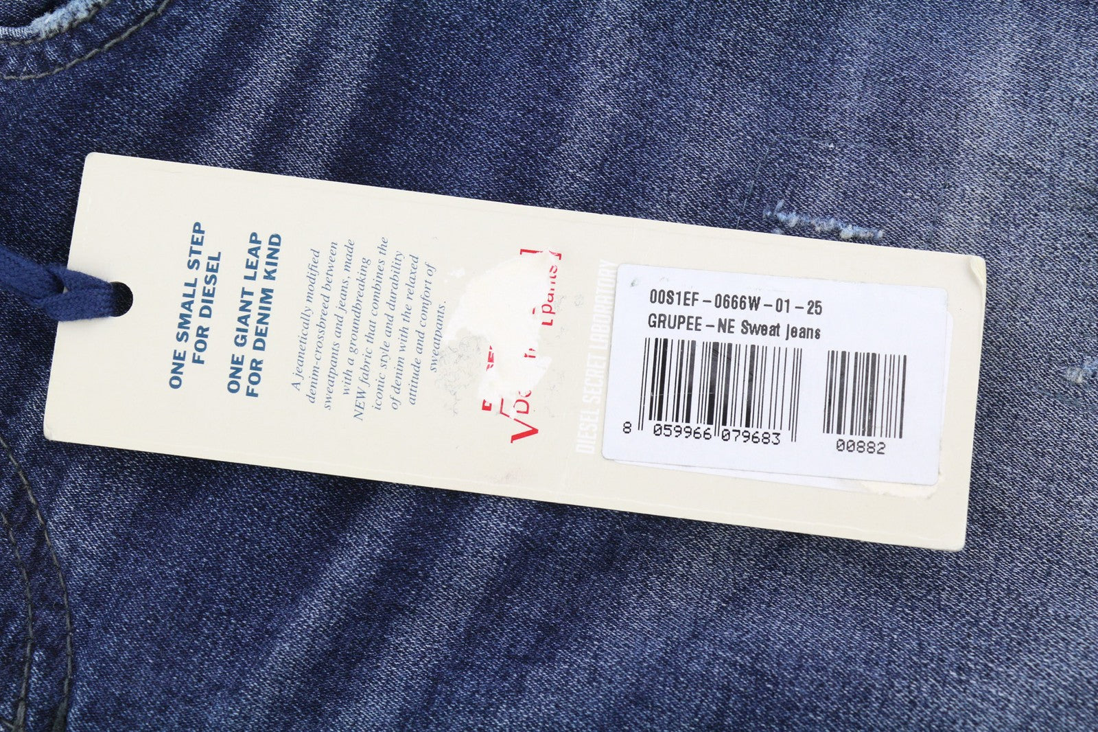 DIESEL Grupee-Ne 0666W Women's Jeans W25 Jogg Sweat Skinny Washed Blue Look