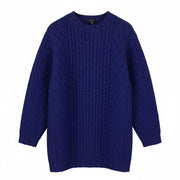 R13 Aran Sweater Women Dress S Blue Wool Cable-Knit Thick Long Sleeve RRP855