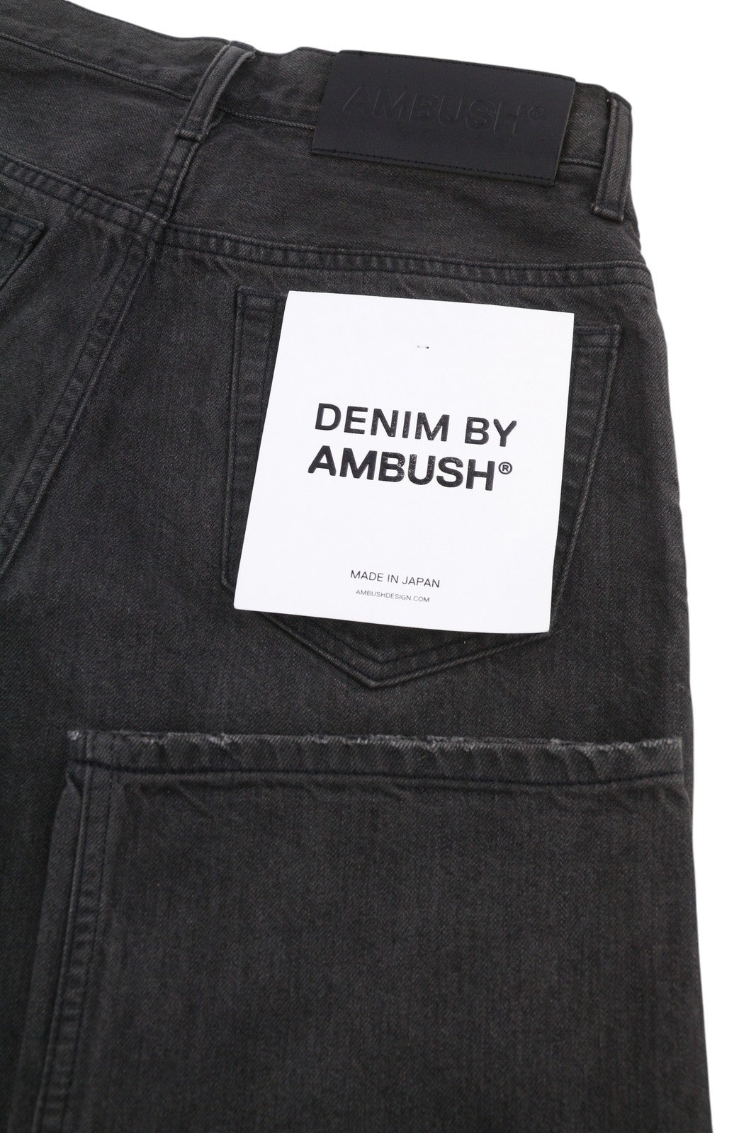 AMBUSH Relax Straight Women Jeans W27 Black Distressed Button Fly Denim RRP618