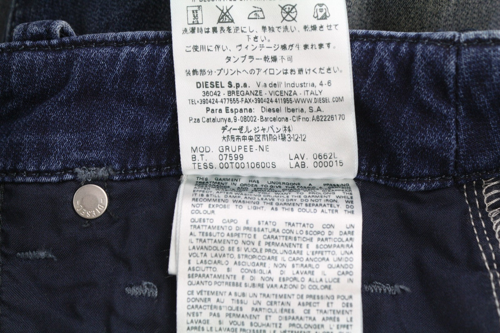 DIESEL Grupee-Ne 0662L Women's Jeans W25 Jogg Sweat Skinny Washed RRP250