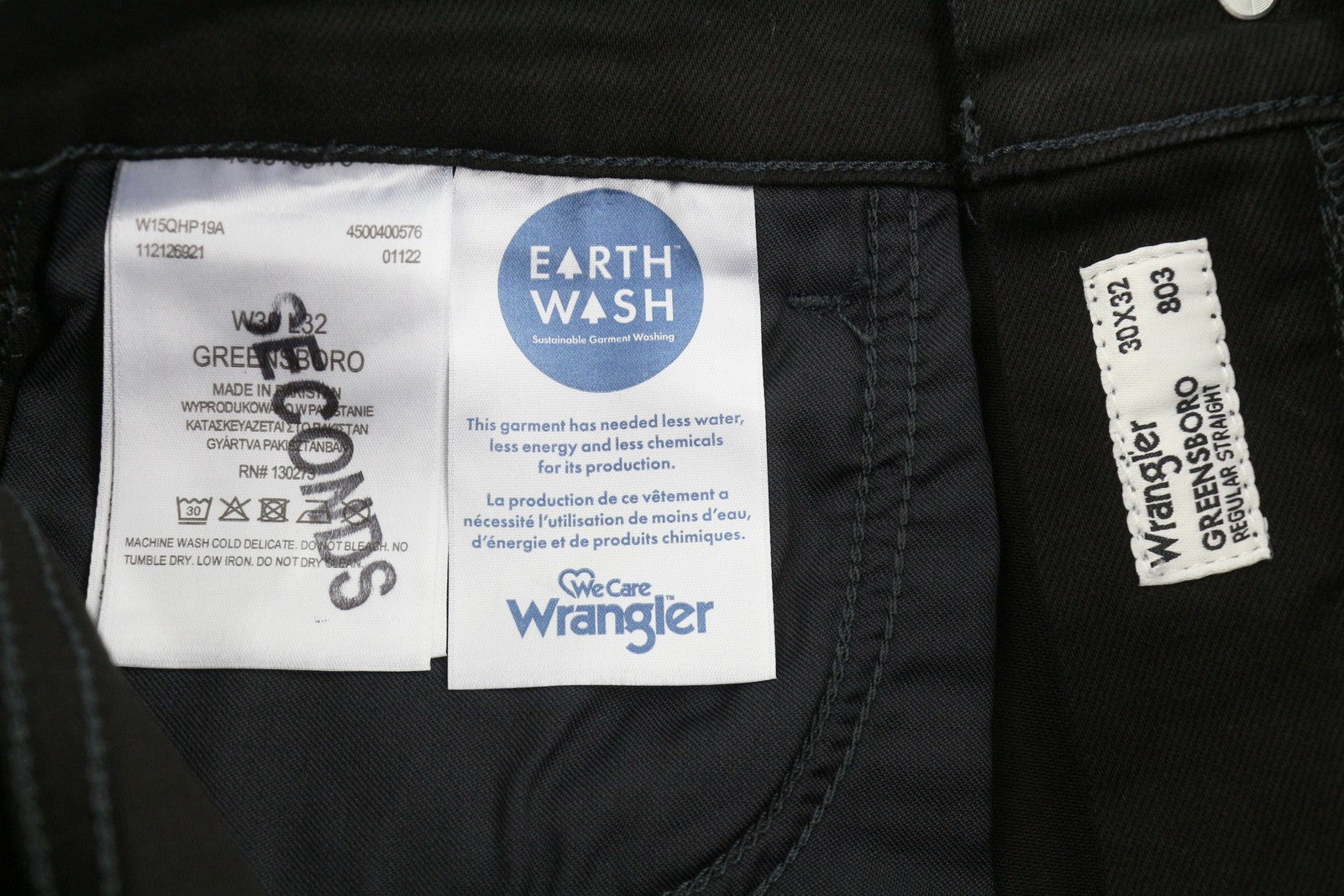 WRANGLER Greensboro Men Jeans W30/L32 Black Slim Fit Stretch Zip Fly Denim