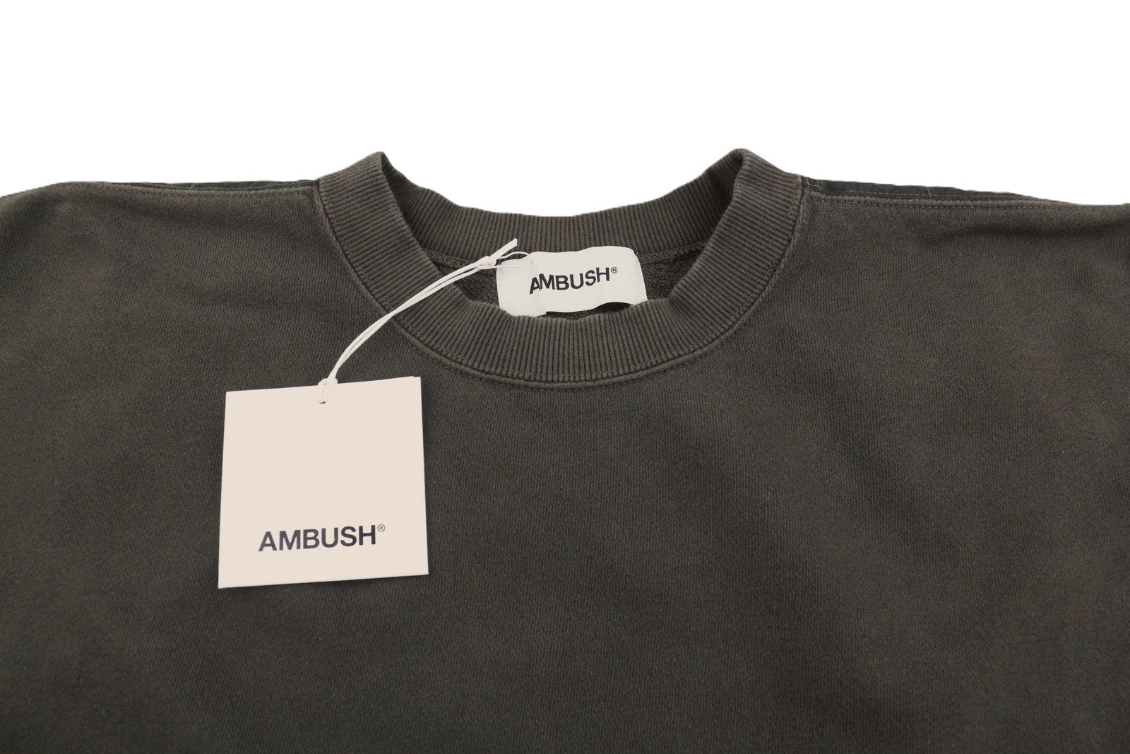 AMBUSH Mix Quilted Men Sweatshirt L Grey Crew Neck Long Sleeve Pullover RRP530