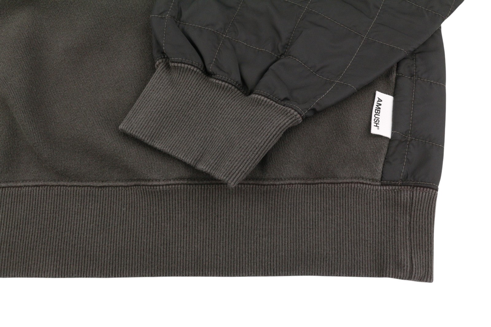 AMBUSH Mix Quilted Men Sweatshirt L Grey Crew Neck Long Sleeve Pullover RRP530