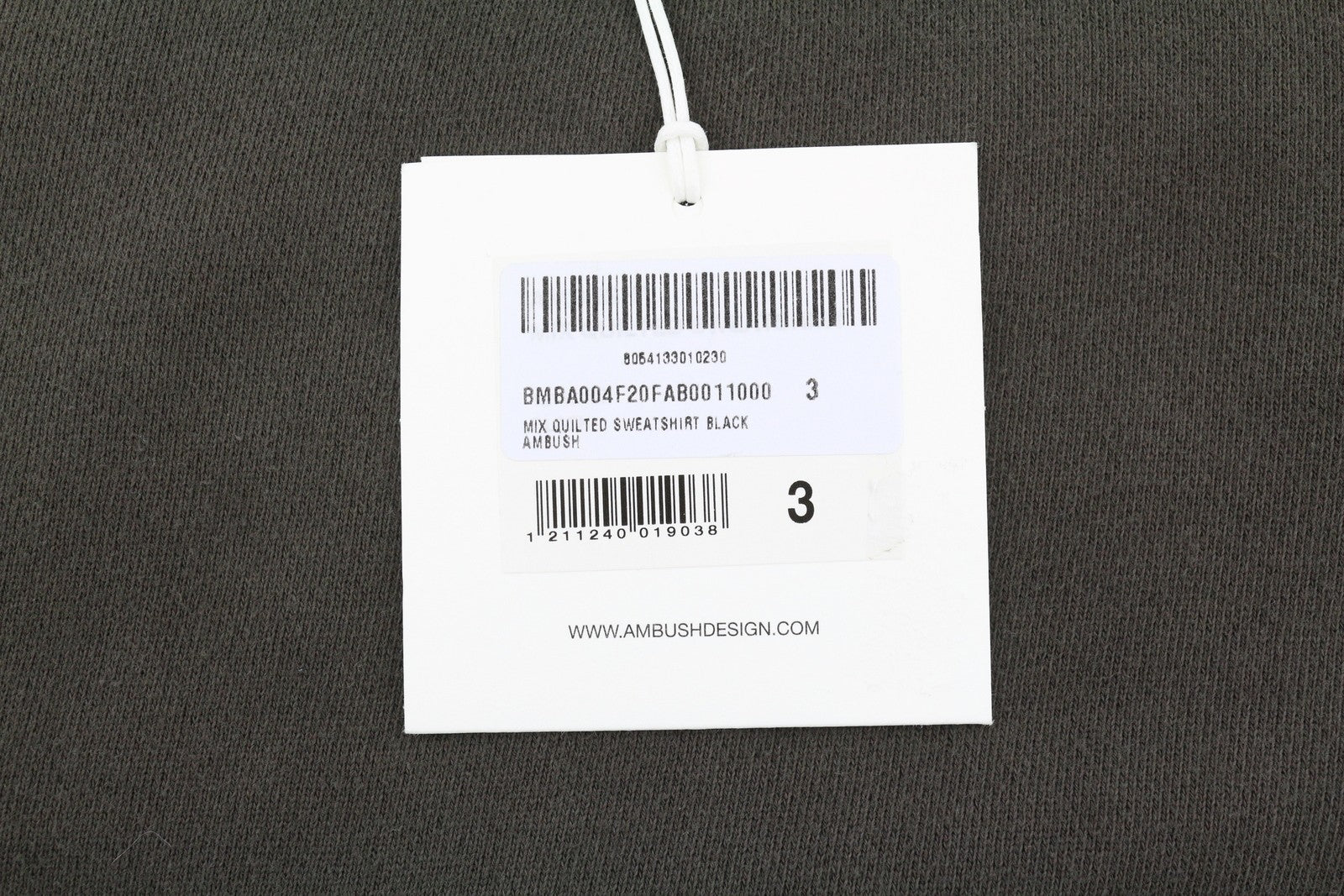 AMBUSH Mix Quilted Men Sweatshirt L Grey Crew Neck Long Sleeve Pullover RRP530