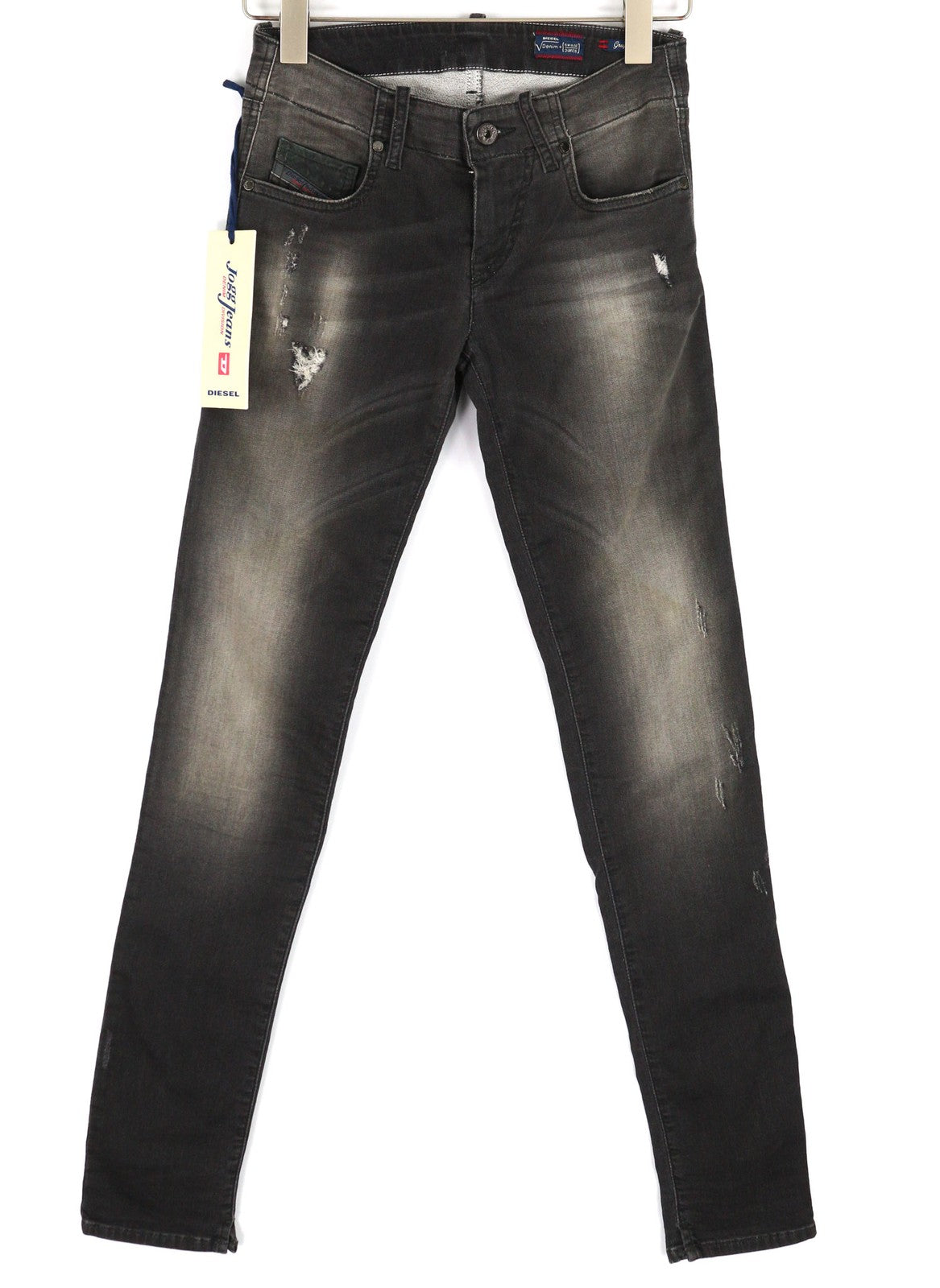 DIESEL Grupee-Ne 0835B Women's Jeans W25 Jogg Sweat Skinny Washed Logo Blue