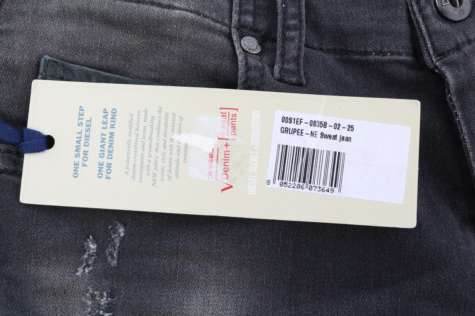 DIESEL Grupee-Ne 0835B Women's Jeans W25 Jogg Sweat Skinny Washed Logo Blue