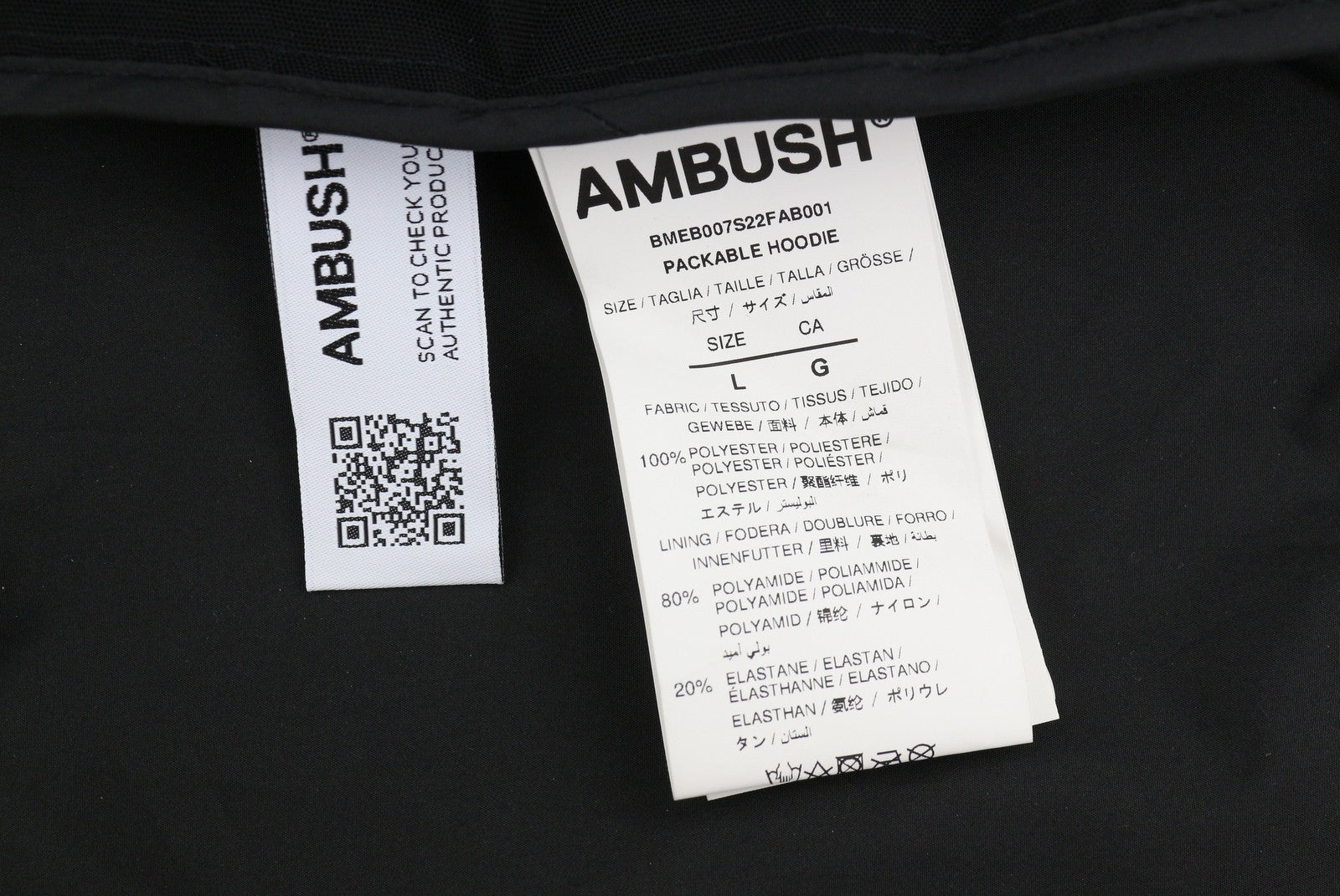 AMBUSH Packable Hoodie Men Jacket L Windbreaker Air Vent Lightweight RRP754