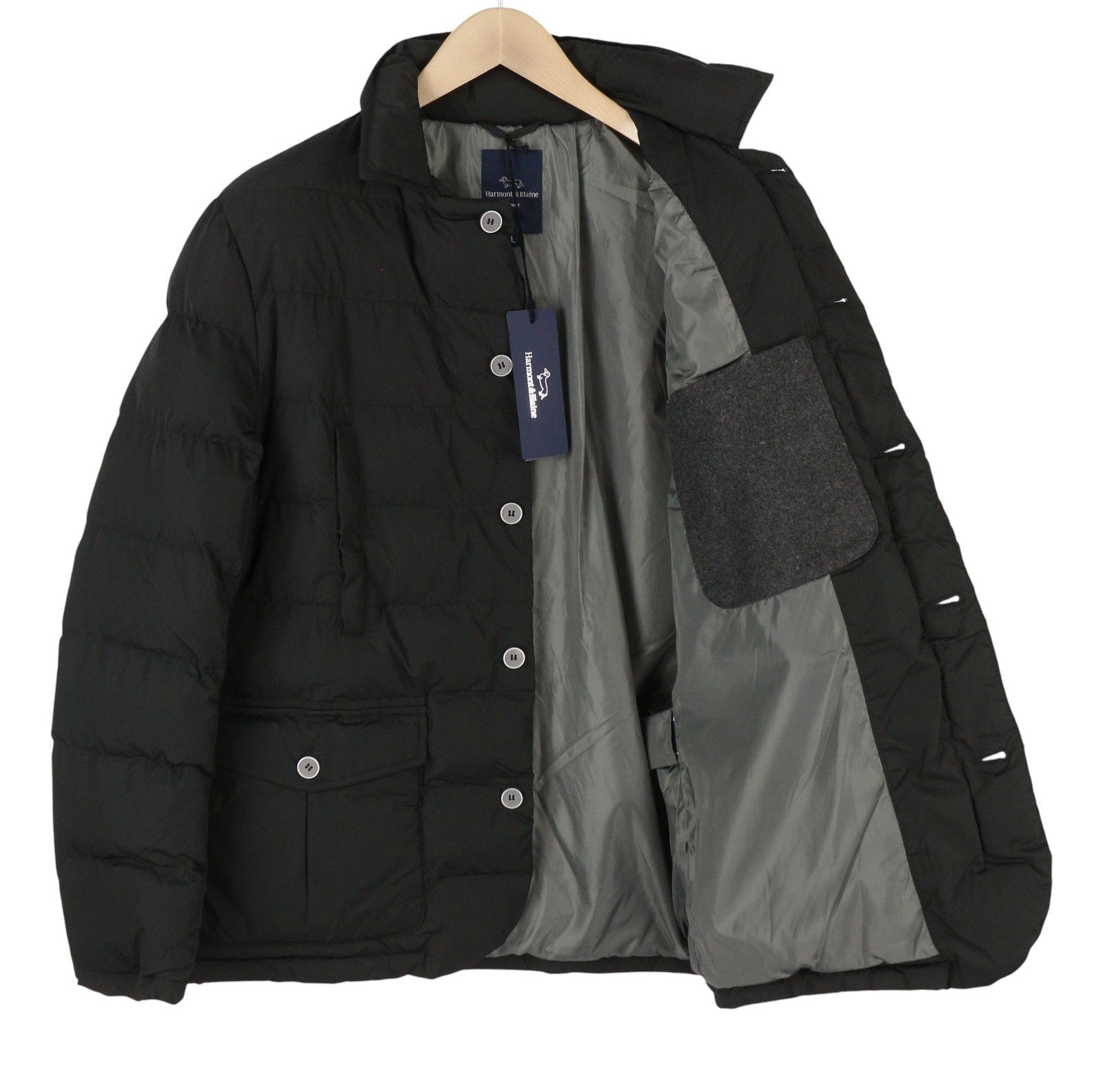 HARMONT & BLAINE Trapuntata Multi Tasca Men Jacket L Black Padded Button RRP337