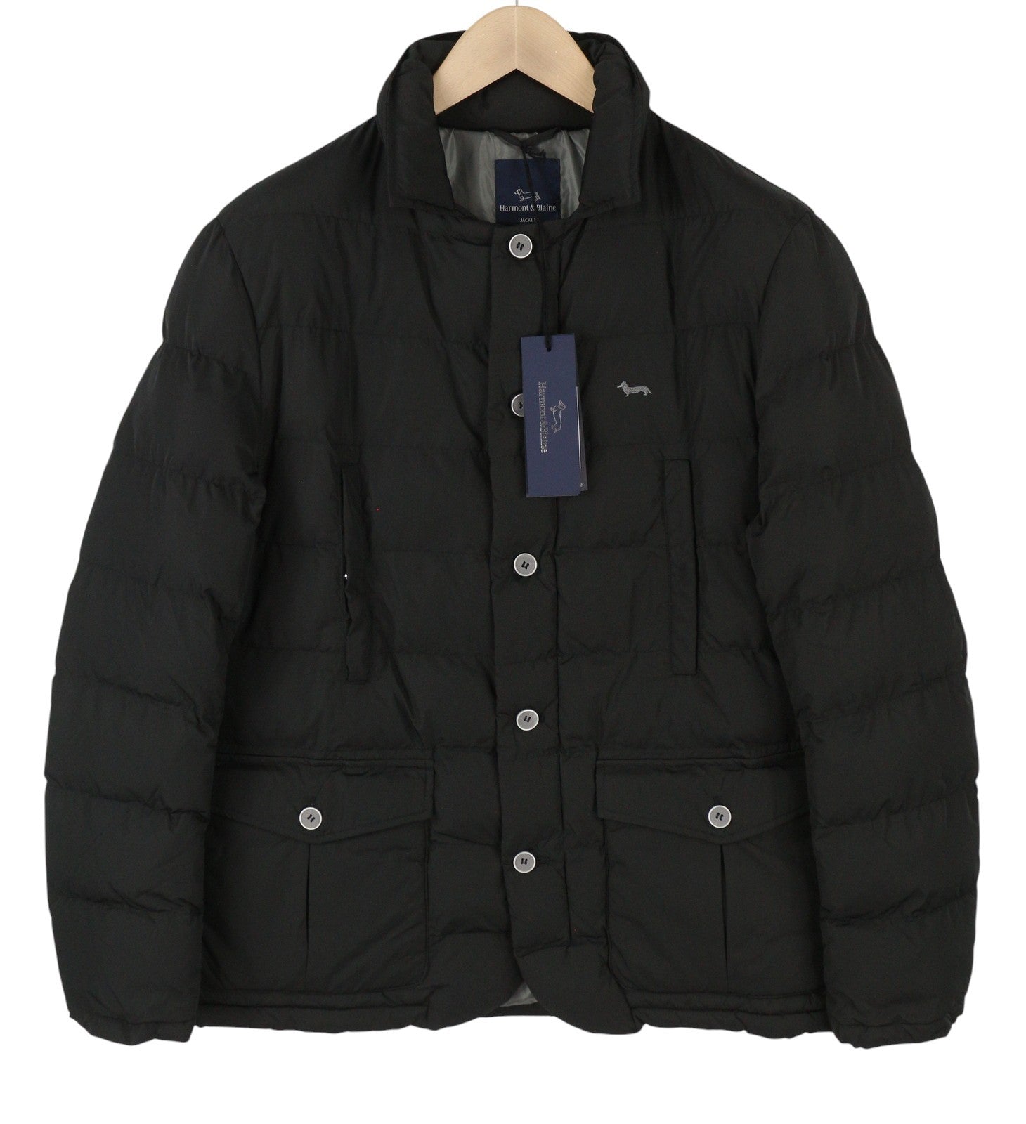 HARMONT & BLAINE Trapuntata Multi Tasca Men Jacket L Black Padded Button RRP337