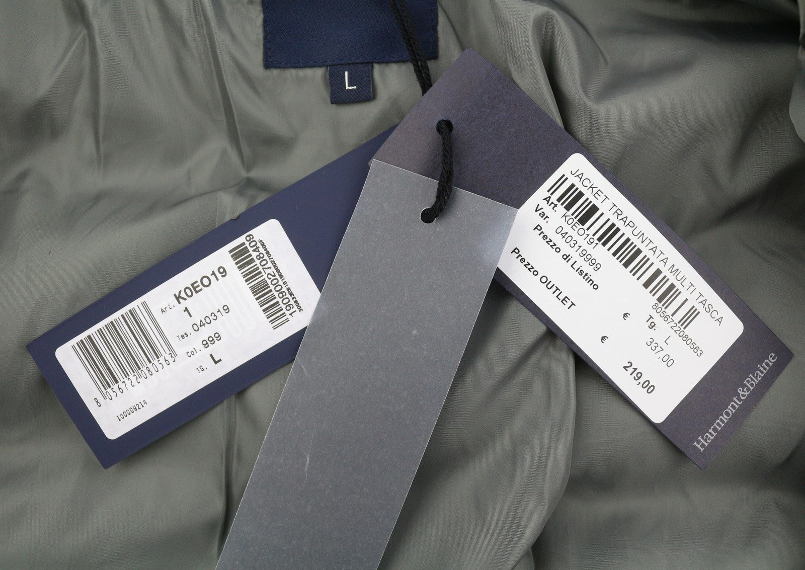 HARMONT & BLAINE Trapuntata Multi Tasca Men Jacket L Black Padded Button RRP337