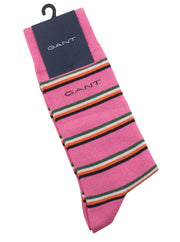 GANT 1 Pack Multi Stripe Women Socks OS Rapture Rose Tight-Knit Stretch Unisex
