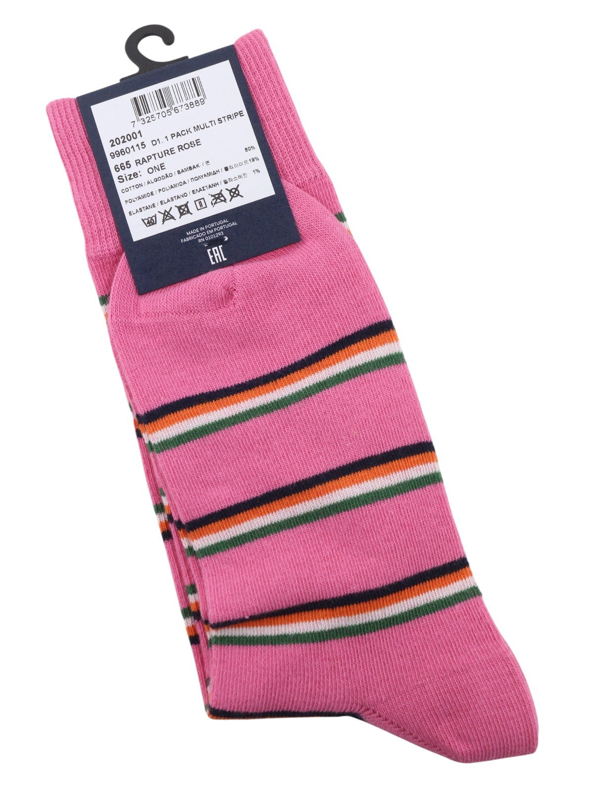 GANT 1 Pack Multi Stripe Women Socks OS Rapture Rose Tight-Knit Stretch Unisex
