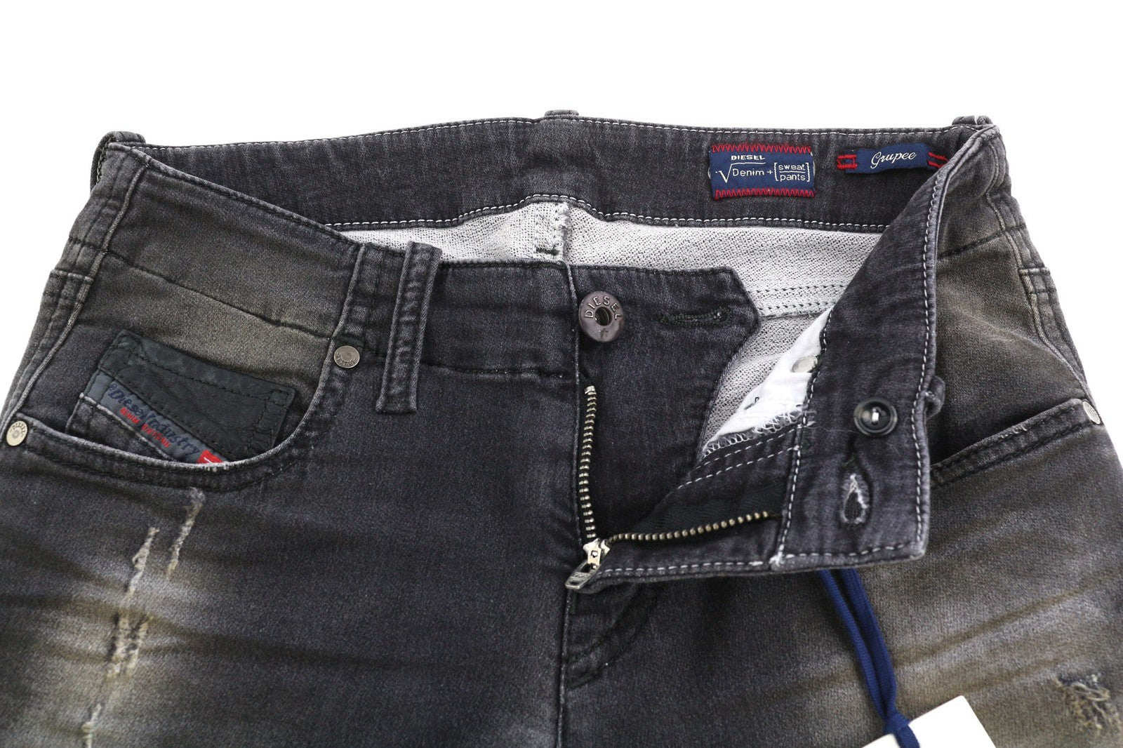 DIESEL Grupee-Ne 0835B Women's Jeans W25 Jogg Skinny Washed Black Sweat Denim