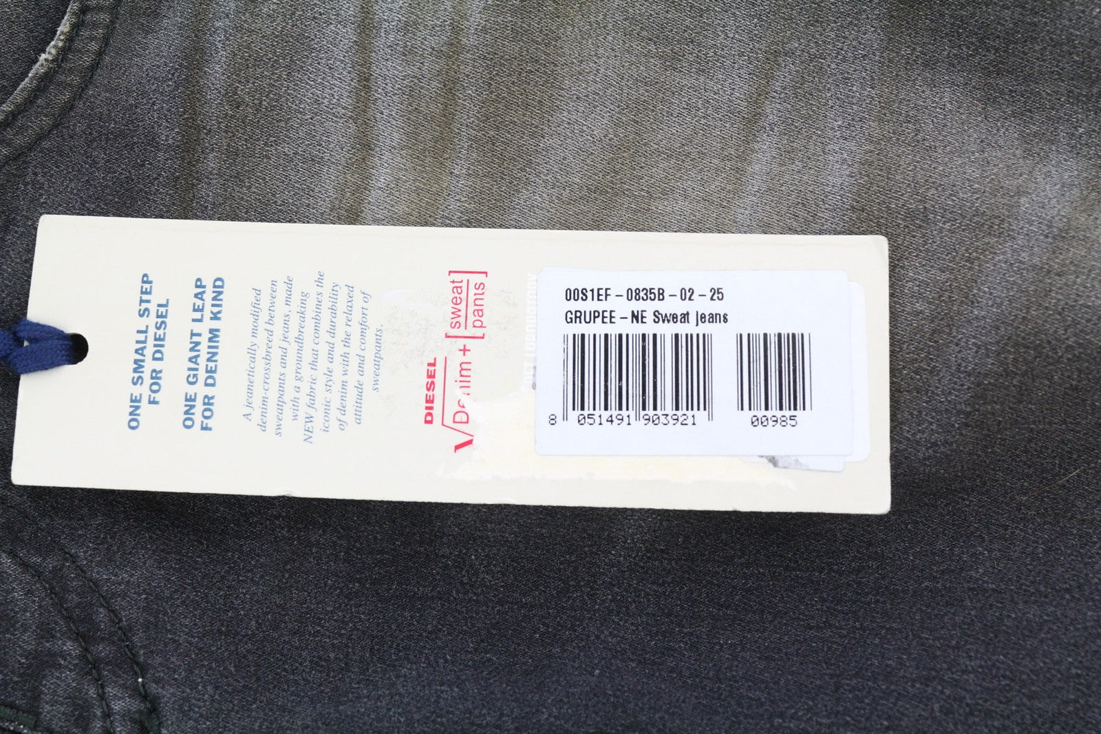 DIESEL Grupee-Ne 0835B Women's Jeans W25 Jogg Skinny Washed Black Sweat Denim