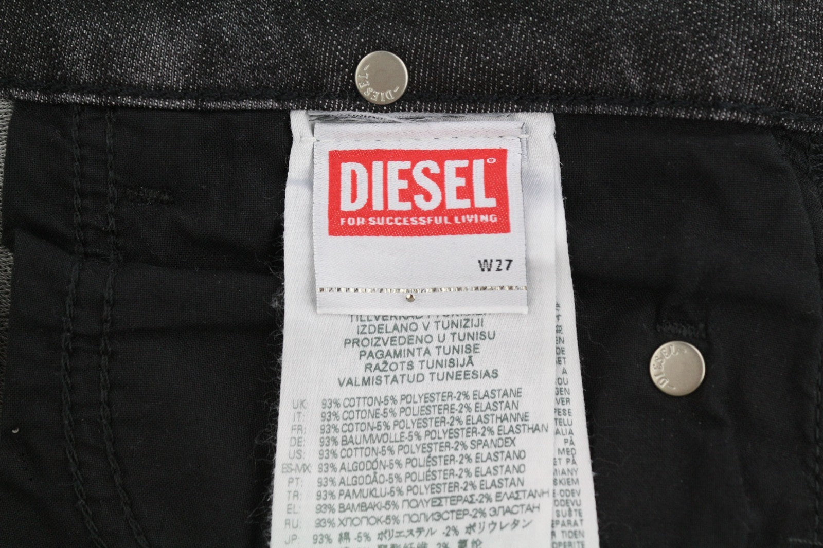 DIESEL D-Ollies-T 09D5 Women's Jeans W27 Zip Slim Washed Black Jogg RRP225