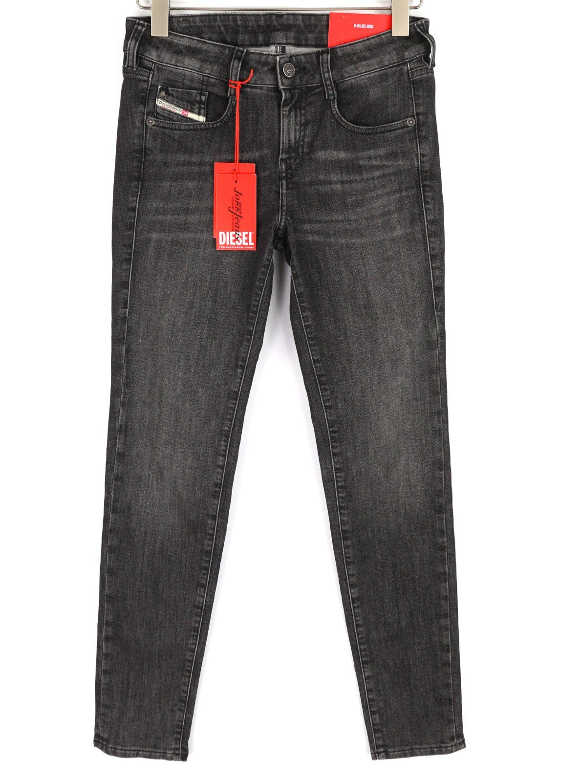 DIESEL D-Ollies-T 09D5 Women's Jeans W26 Slim Zip Black Washed Denim Jogg RRP225