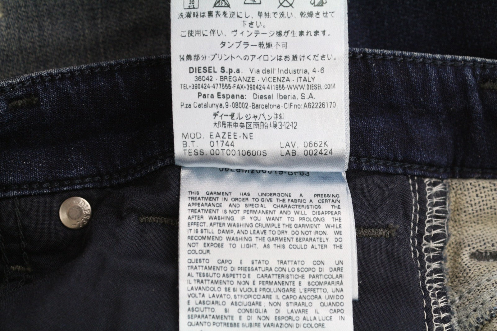 DIESEL Eazee-Ne 0662K Women's Jeans W25 Jogg Ripped Blue Distressed Slim RRP235