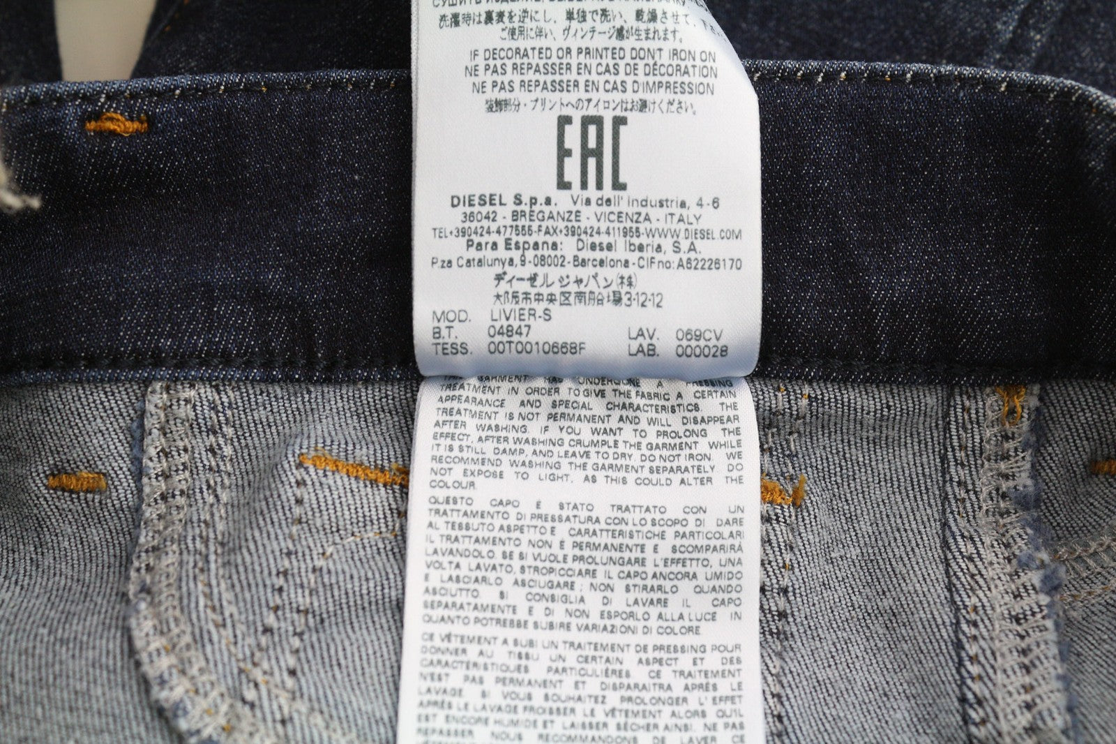 DIESEL Livier-S 069CV Women's Jeans W24 Low Waist Super Slim Stretch Blue