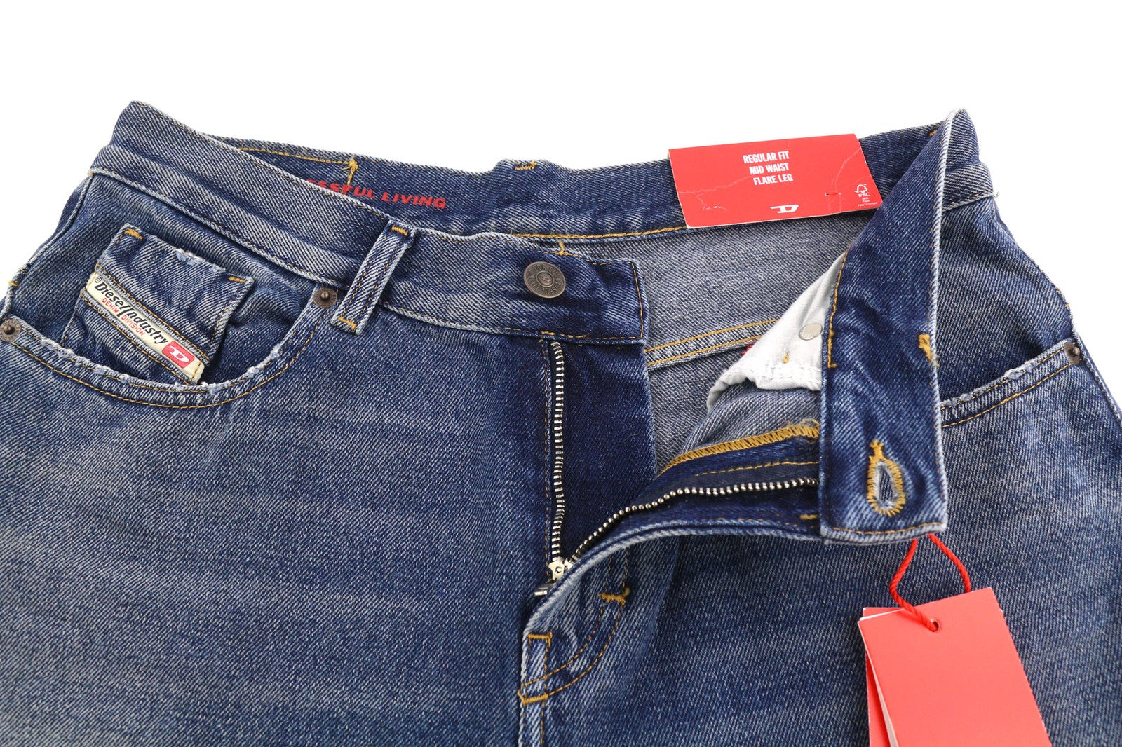 DIESEL 2000 09E03 Women's Jeans W29/L30 Mid Waist Flared Regular Washed Denim