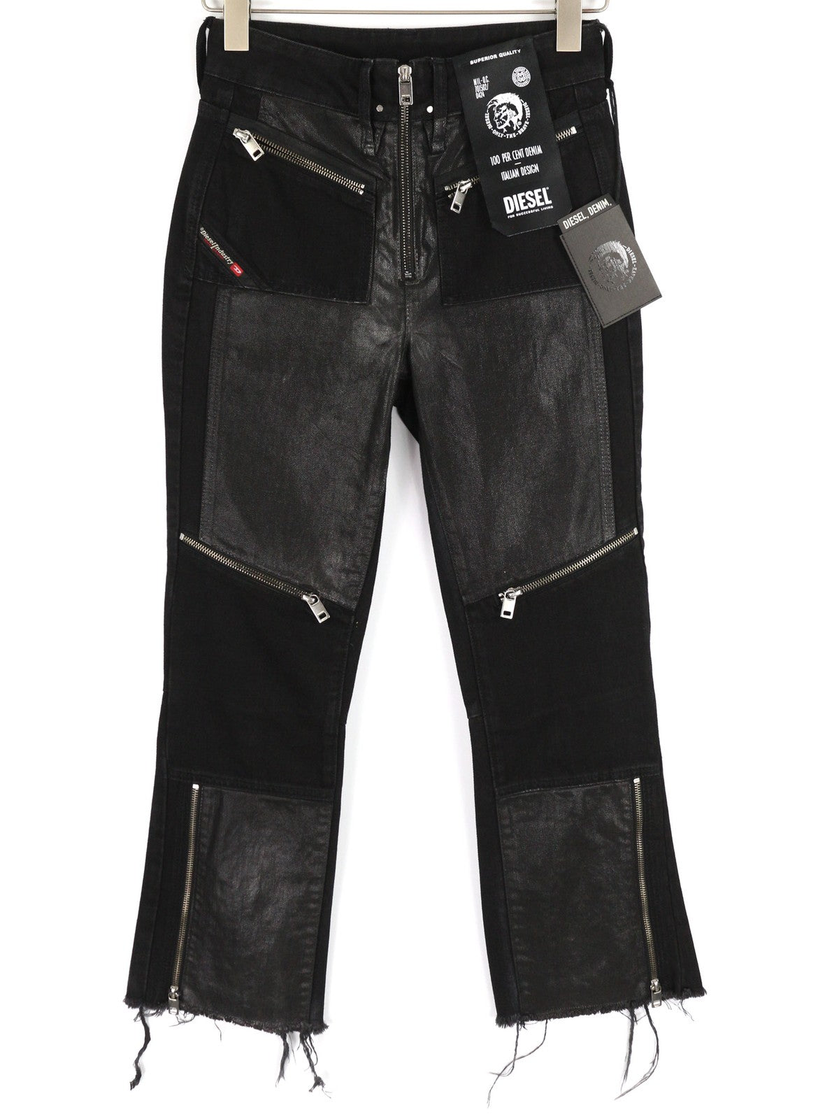 DIESEL De-Earlie Women's Jeans W26 Coated Distressed Zip Ankle Detailed RRP320