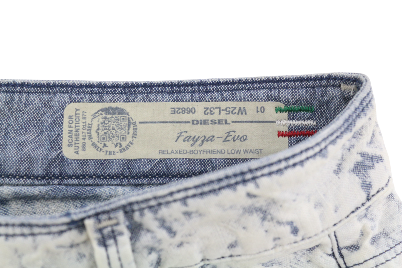 DIESEL Fayza-Evo 0682E Women's Jeans W25/L32 Low Waist Relaxed Boyfriend Washed