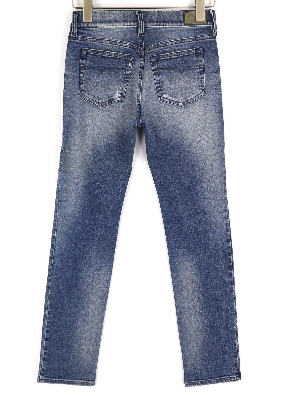 DIESEL Women's Jeans W24 Slim Ripped Distressed Blue Wash Zip Pocket Logo