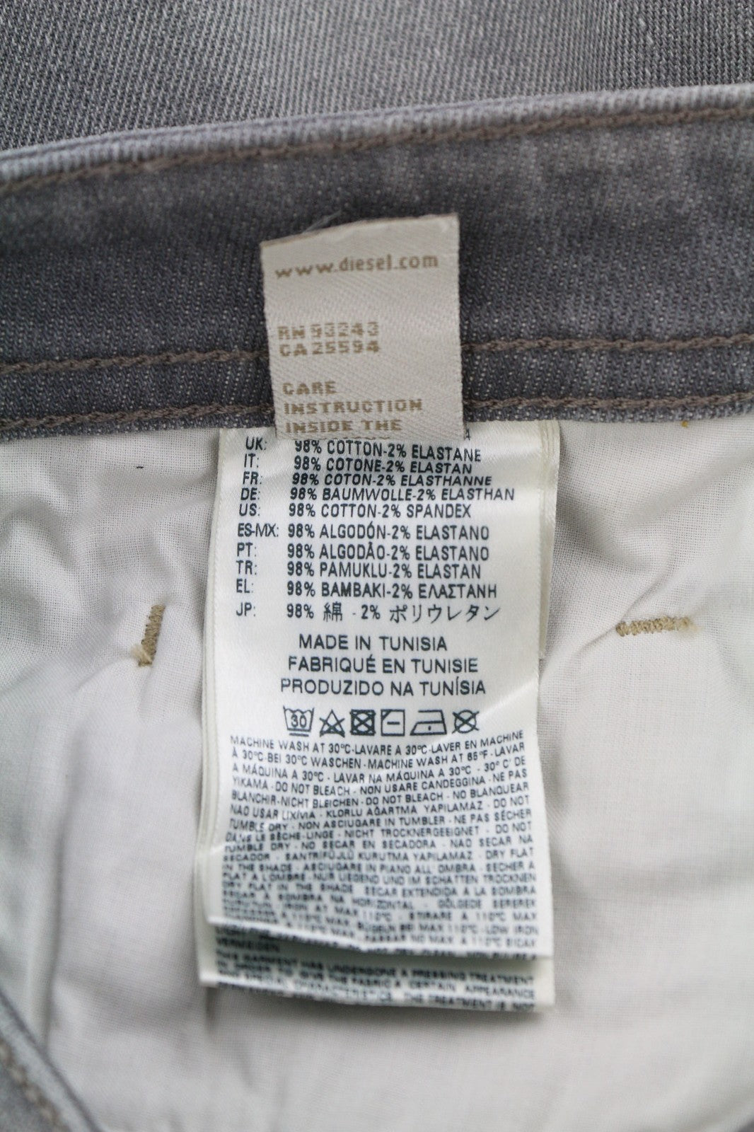 DIESEL Buster 0853T Men's Jeans W27/L30 Slim Tapered Stretch Washed Grey