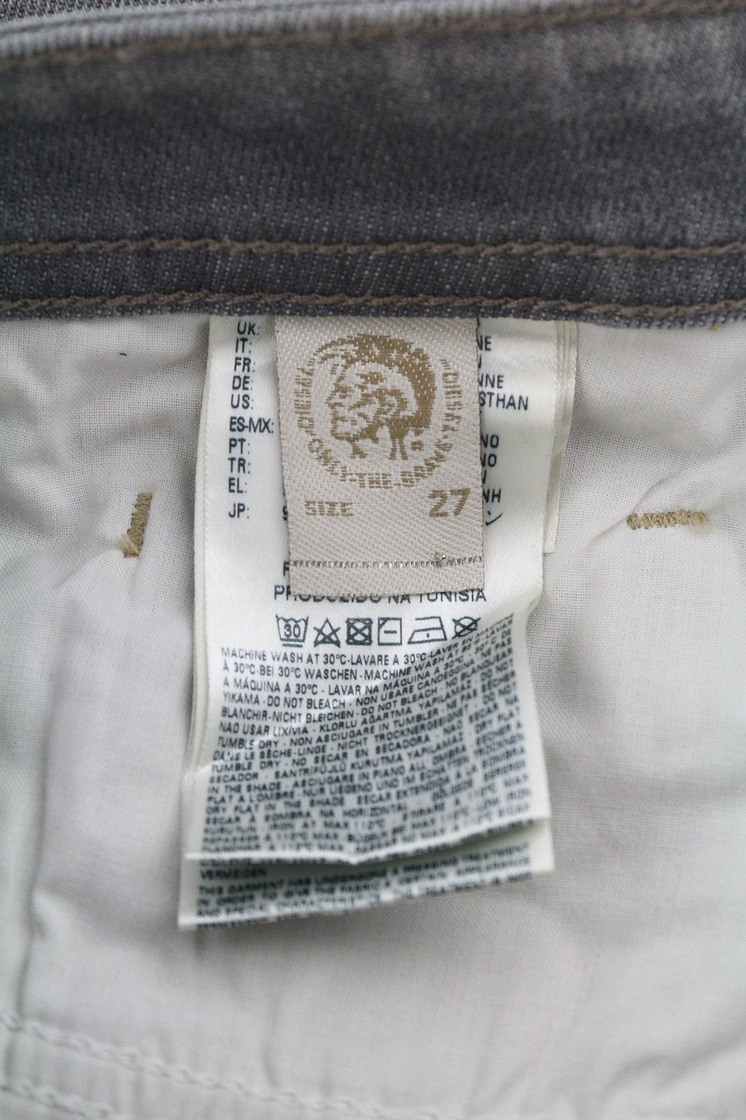 DIESEL Buster 0853T Men's Jeans W27/L30 Slim Tapered Stretch Washed Grey