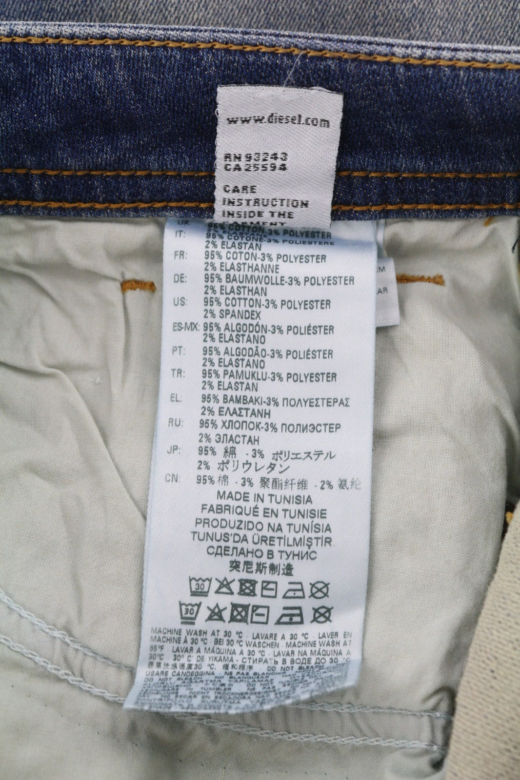 DIESEL Thommer-T 0870M Men's Jeans W27 Jogg Ripped Blue Distressed Slim Fit