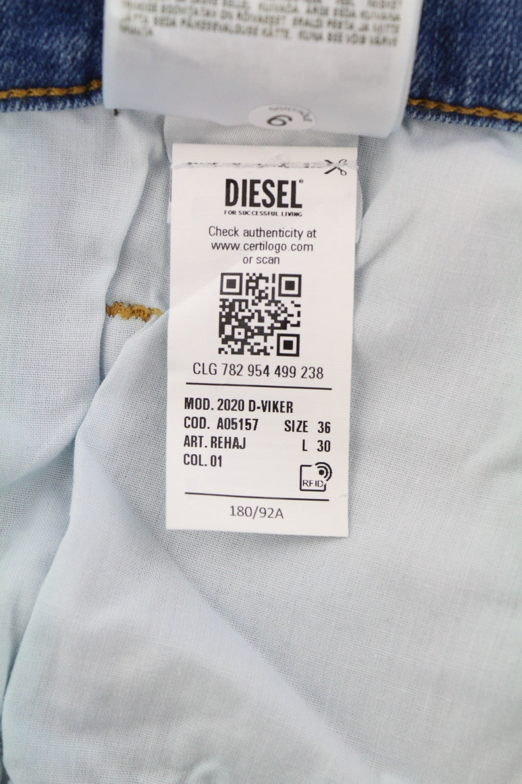 DIESEL 2020 D-Viker REHAJ Men's Jeans W36/L30 Mid Waist Straight Regular Fit