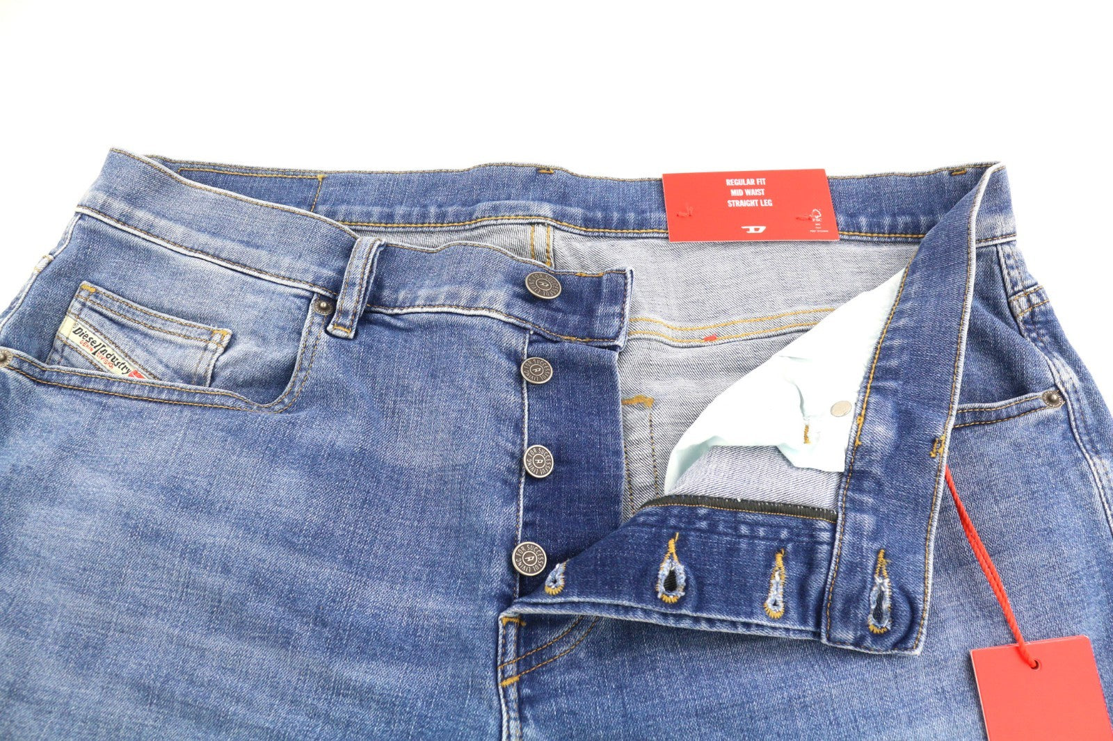 DIESEL 2020 D-Viker REHAJ Men's Jeans W36/L30 Straight Blue Mid Waist Regular