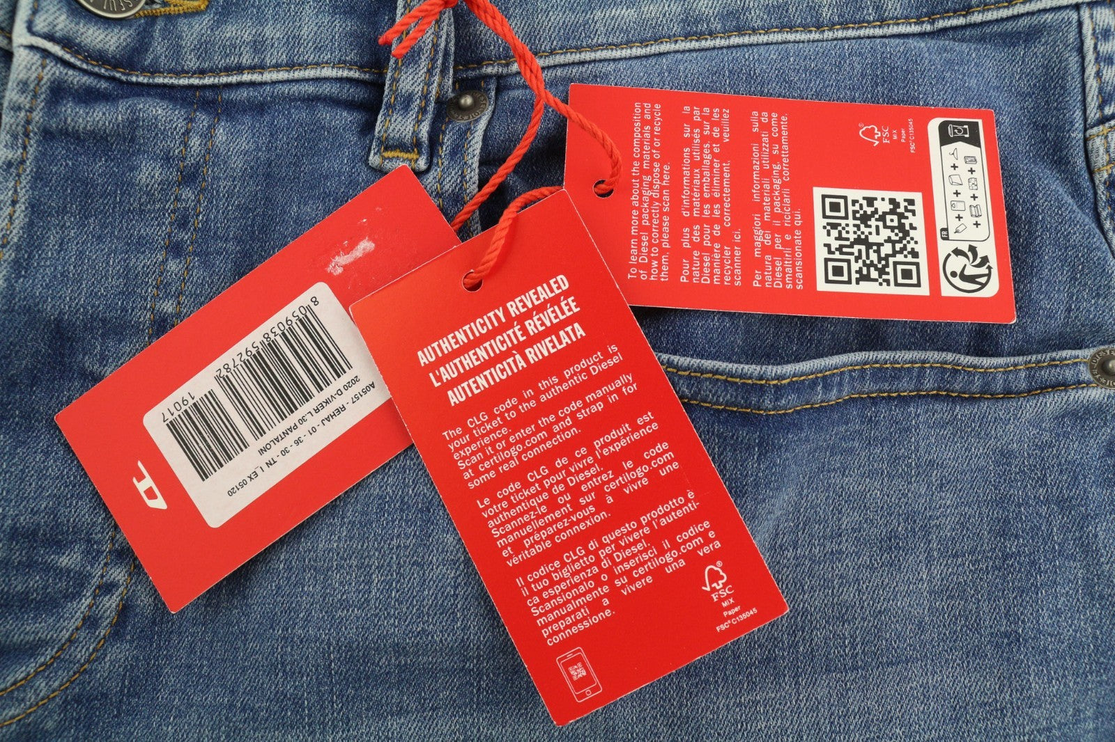 DIESEL 2020 D-Viker REHAJ Men's Jeans W36/L30 Straight Blue Mid Waist Regular