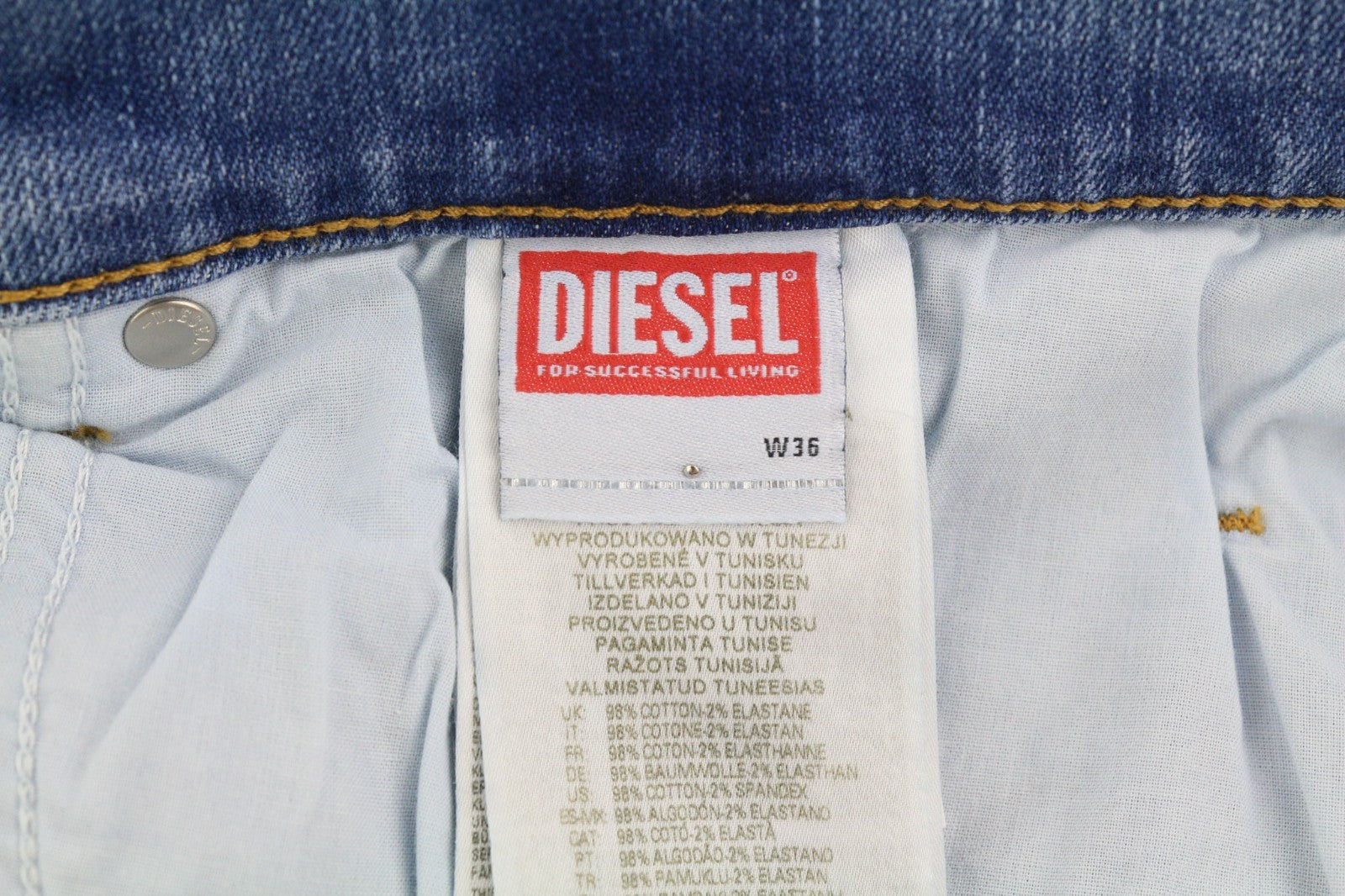 DIESEL 2020 D-Viker REHAJ Men's Jeans W36/L30 Mid Waist Straight Denim Fit