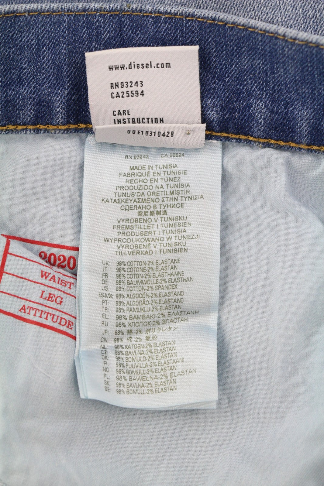 DIESEL 2020 D-Viker REHAJ Men's Jeans W36/L34 Straight Blue Mid Waist Regular