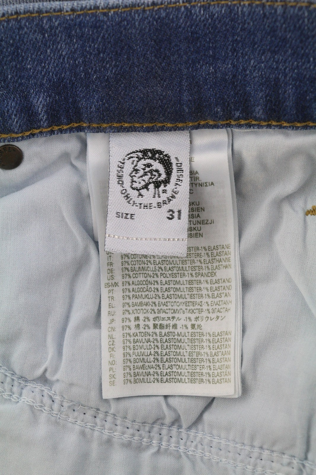 DIESEL D-Mihtry 009NF Men's Jeans W31/L30 Straight Stretch Washed Denim Button