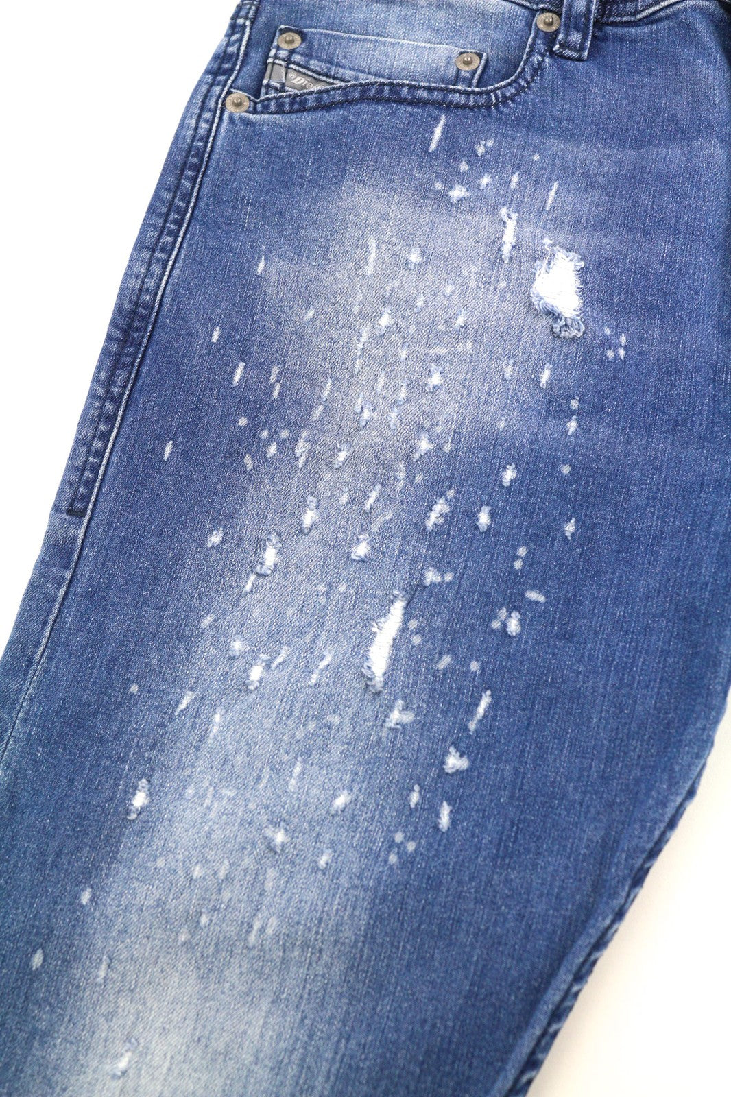 DIESEL Tepphar RC48S Men's Jeans W30/L32 Slim Carrot Washed Blue Distressed