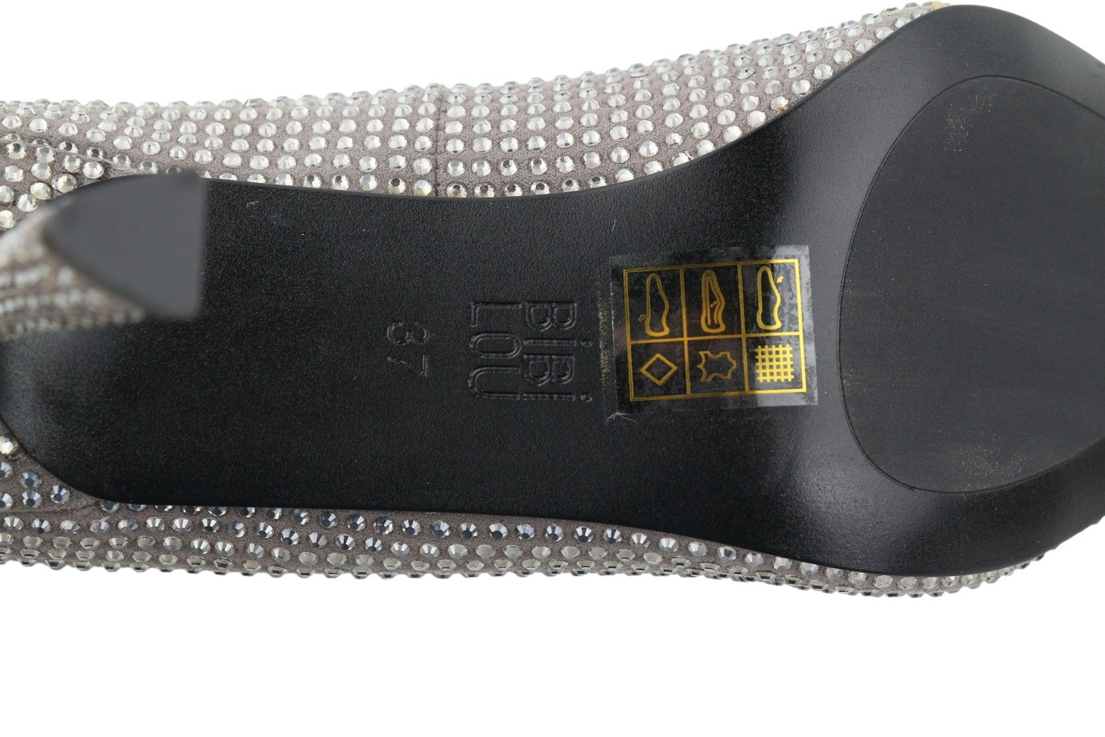 BIBI LOU Opole Women Heels EU37 Grey Shiny Glitter Rhinestones Pointed RRP149