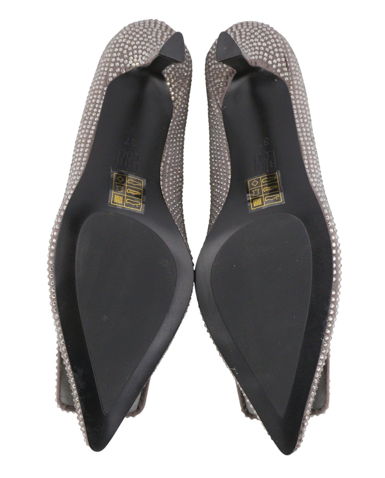 BIBI LOU Opole Women Heels EU37 Grey Shiny Glitter Rhinestones Pointed RRP149